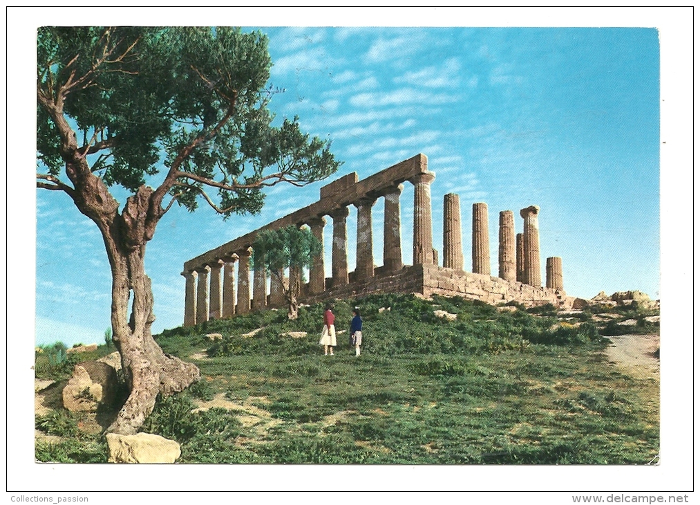 Cp, Italie, Agrigento, Temple De Junon, Voyagée - Agrigento