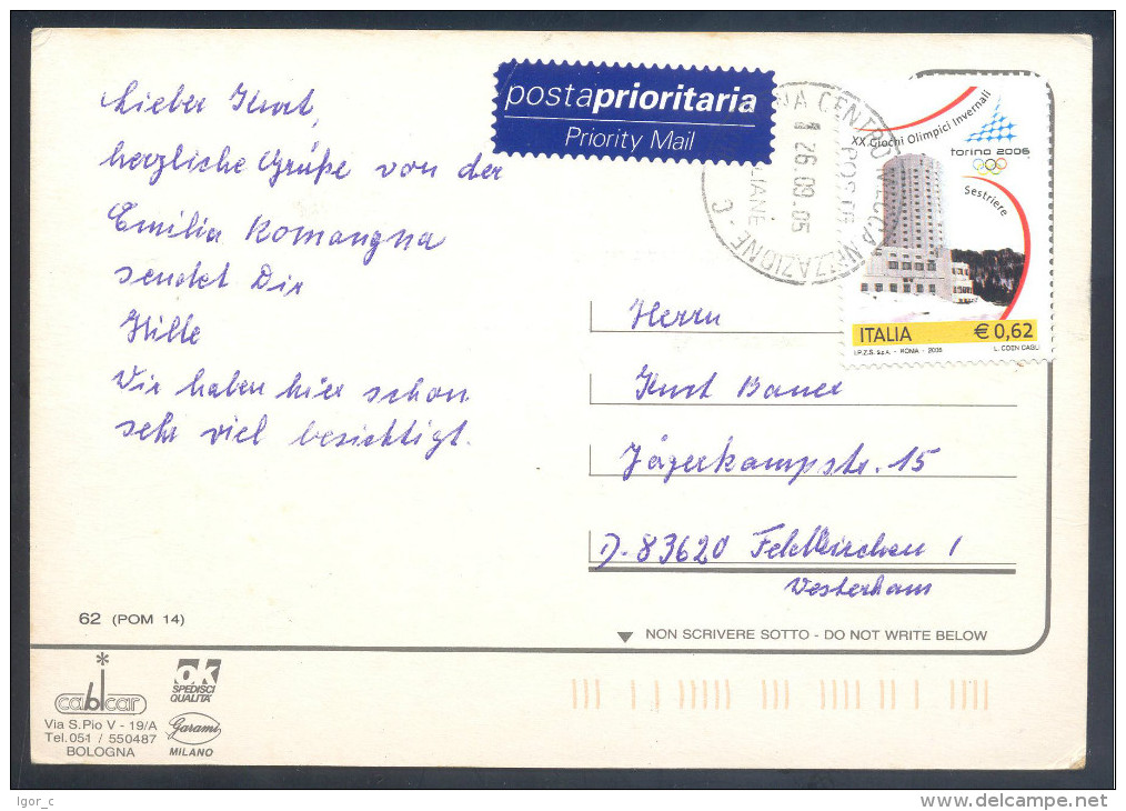 Italy 1984 Olympic Games Torino - Air Mail Postcard With Sestriere Olympic Stamp Sent To Germany - Hiver 2006: Torino