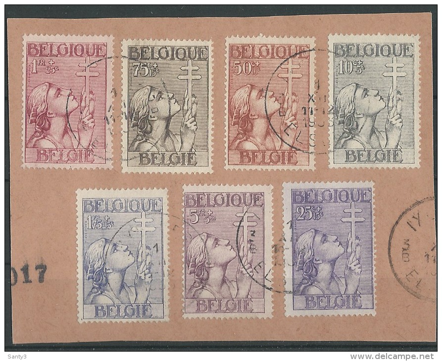 Belgie OCB 377-83  Jaar 1933, Lotharingen, Gestempeld, Op Briefstukje,  Cote 210,00 Euro, Zie Scan - Oblitérés