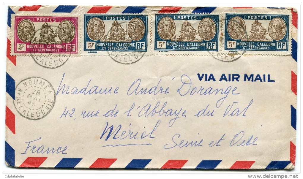 NOUVELLE-CALEDONIE LETTRE PAR AVION DEPART NOUMEA 28 MAI 46 Nelle CALEDONIE POUR LA FRANCE - Brieven En Documenten