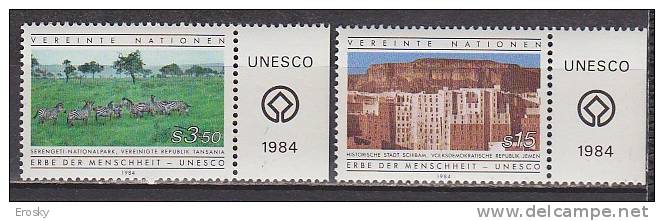 H0740 - ONU UNO WIEN N°41/42 ** AVEC TAB UNESCO - Neufs