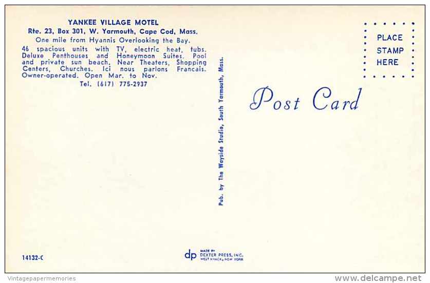 219025-Massachusetts, Cape Cod, West Yarmouth, Yankee Village Motel, 60s Cars - Cape Cod