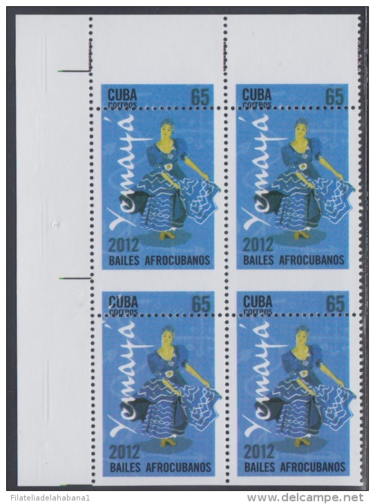 2012.169 CUBA 2012 MNH PERFORATION ERROR. BAILES AFROCUBANOS , DANCE , YEMAYA .  BLOCK 4 . - Sin Dentar, Pruebas De Impresión Y Variedades