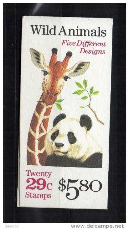 N180- USA- 1992. SC# : 2709a - BOOKLET / CARNET. WILD ANIMALS  FV US$ 5.80 / &euro; 4.40 - 1981-...