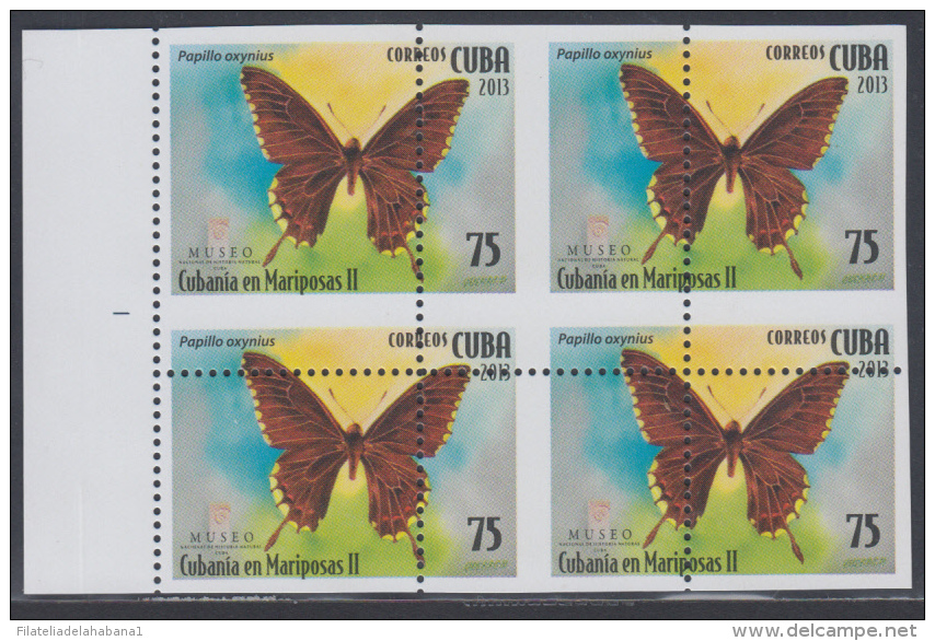 2013.138 CUBA 2013 MNH PERFORATION ERROR. MARIPOSAS , BUTTERFLIES .BLOQUE 4 . - Imperforates, Proofs & Errors