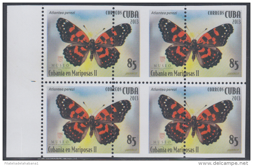 2013.141 CUBA 2013 MNH PERFORATION ERROR. MARIPOSAS , BUTTERFLIES .BLOQUE 4 . - Imperforates, Proofs & Errors