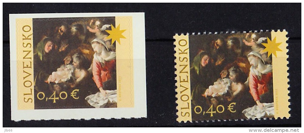 YT 604/605 Neuf Noël Dentelé Et Non Dentelé Auto-collant - Unused Stamps