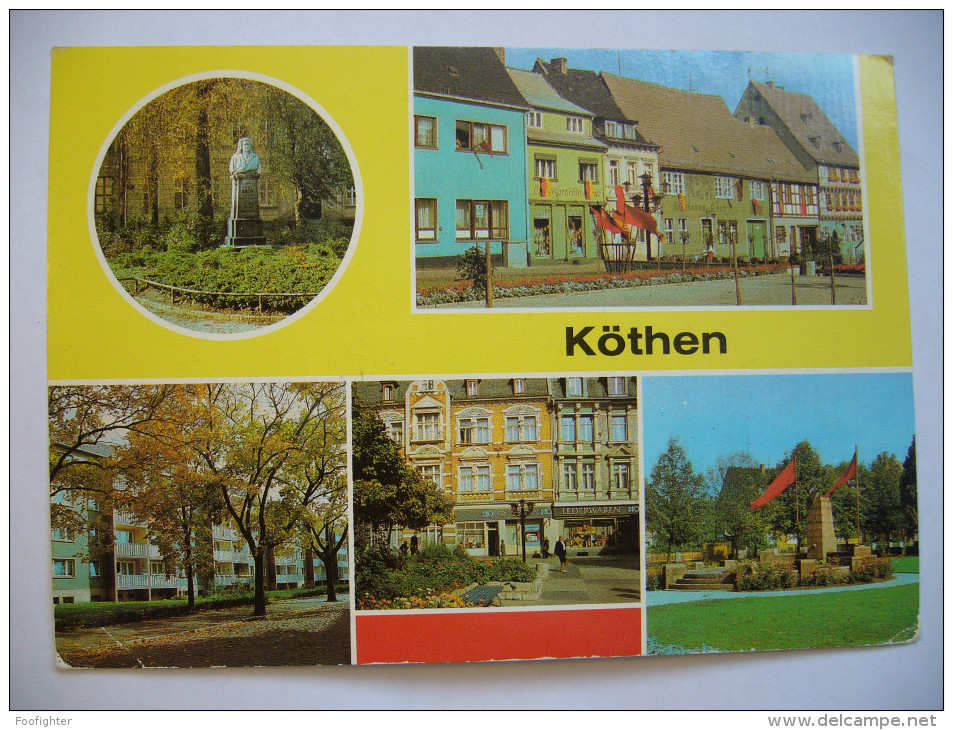 Germany: KÖTHEN - Holzmarkt, Bernhard-Kellerman-Straße, Unterer Boulevard, Karl-Marx-Allee Mit Denkmal - 1986 Used - Koethen (Anhalt)