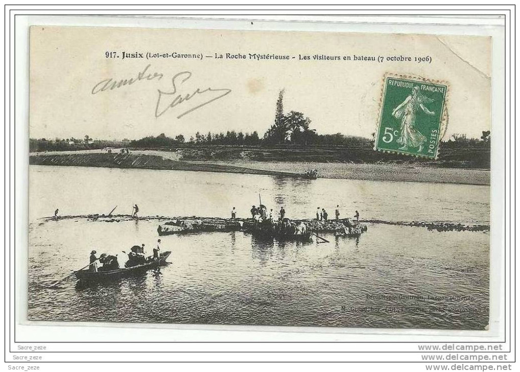JUSIX(47)canton De Meilhan-1906-la Roche Mystérieuse-les Visiteurs En Bateau(7/10/1906) - Meilhan Sur Garonne