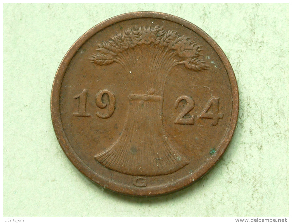 1924 G - 2 Reichspfennig / KM 38 ( Uncleaned Coin - For Grade, Please See Photo ) !! - 2 Rentenpfennig & 2 Reichspfennig