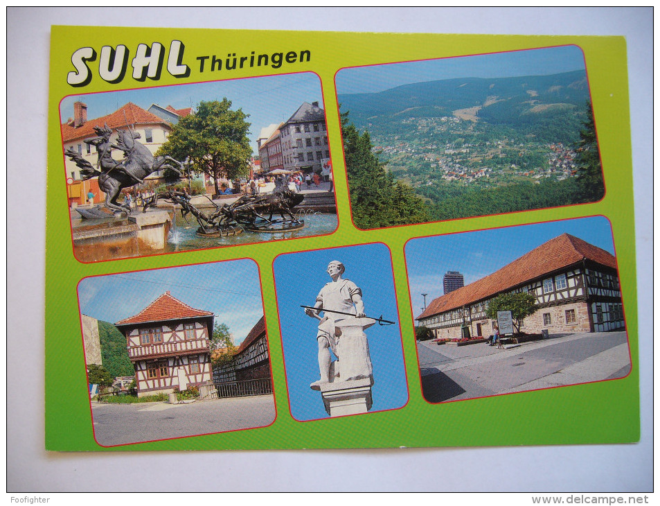 Germany: SUHL Thüringen - Dianabrunnen, Panorama, Historisches Fachwerkhaus, Waffenschmied, Waffenmuseum - Unused - Suhl