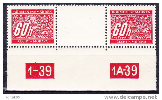 Boheme Et Moravie 1939 Mi P  7 (Yv TT 7) Avec Milésime Tirée Et No De Planche 1-39 Et 1A-39, (MNH) ** - Unused Stamps