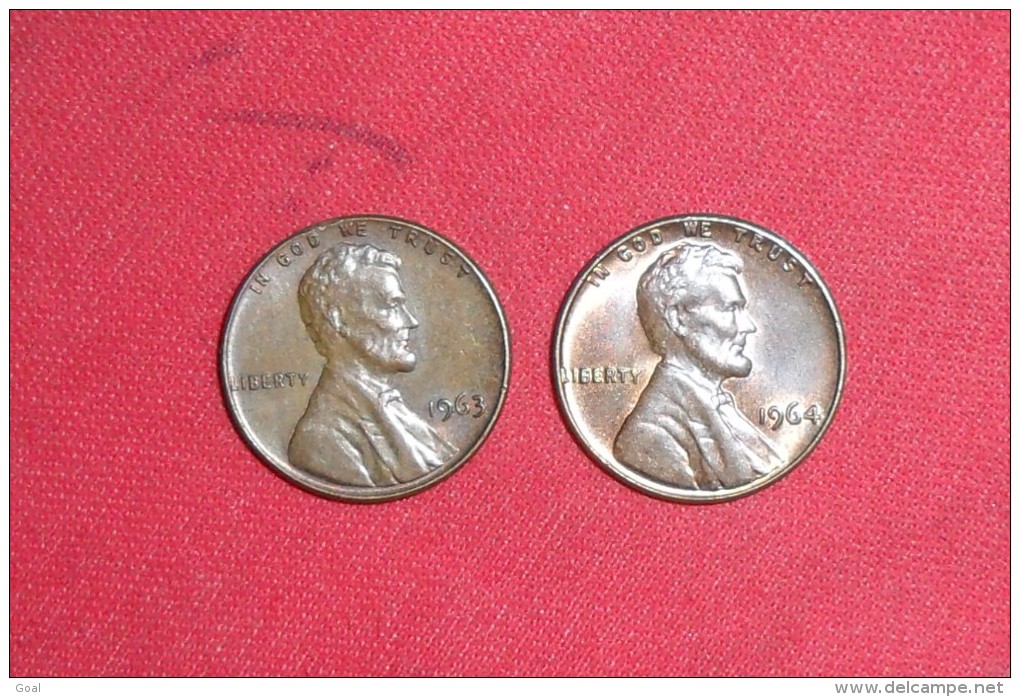 Lot De 2X  One Cents(Dates Se Suivent) /USA De 1963 TTB+ Et 1964 En TTB++ - 1909-1958: Lincoln, Wheat Ears Reverse