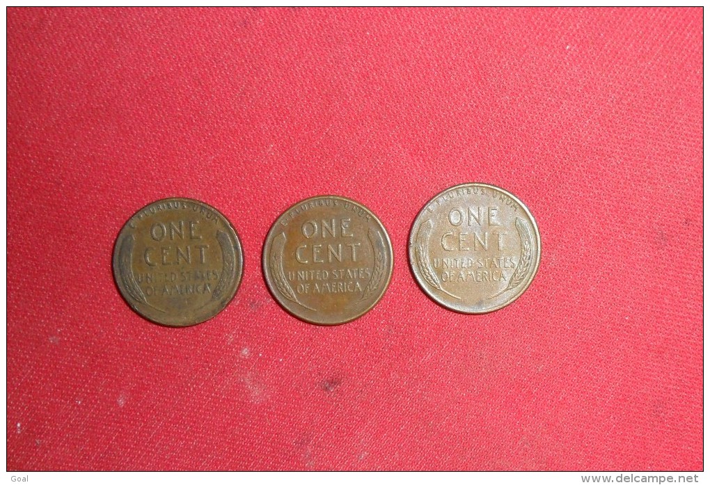 Lot De 3 Monnaies/One Cents /USA De 1953; 1956 Et 1957D En TTB+. - 1909-1958: Lincoln, Wheat Ears Reverse