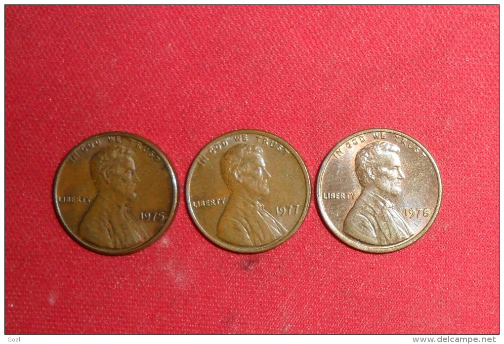 Lot De 3 Monnaies/One Cents 1975 / 1977 TTB+ Et 1978 SUP. - 1909-1958: Lincoln, Wheat Ears Reverse