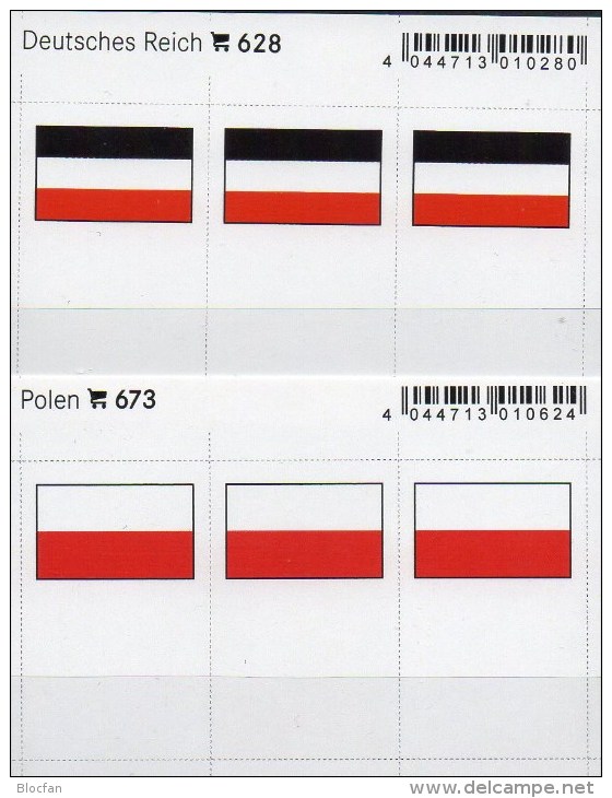 2x3 In Farbe Flaggen-Sticker Polen+3.Reich 7€ Kennzeichnung Von Alben Karten Sammlung LINDNER 628+673 Polska Old Germany - Autres & Non Classés