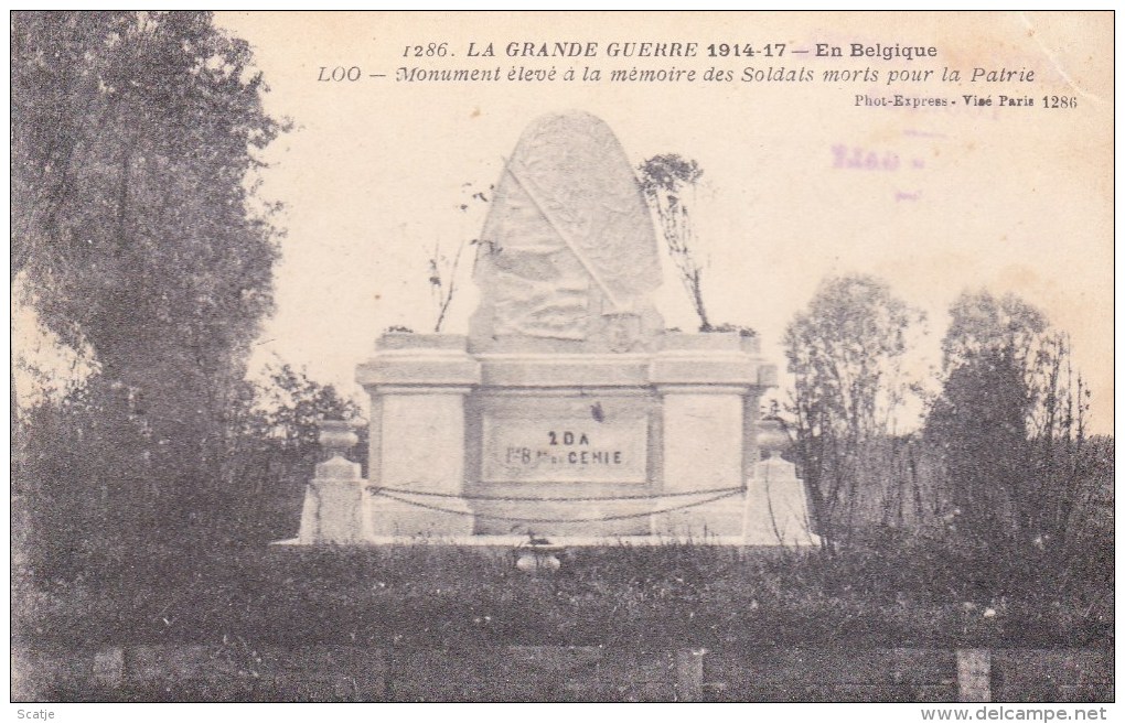 Lo-Reninge.  -  Monument.... 1914-1917 (uit Plakboek En Enkel Voorzijde) - Lo-Reninge