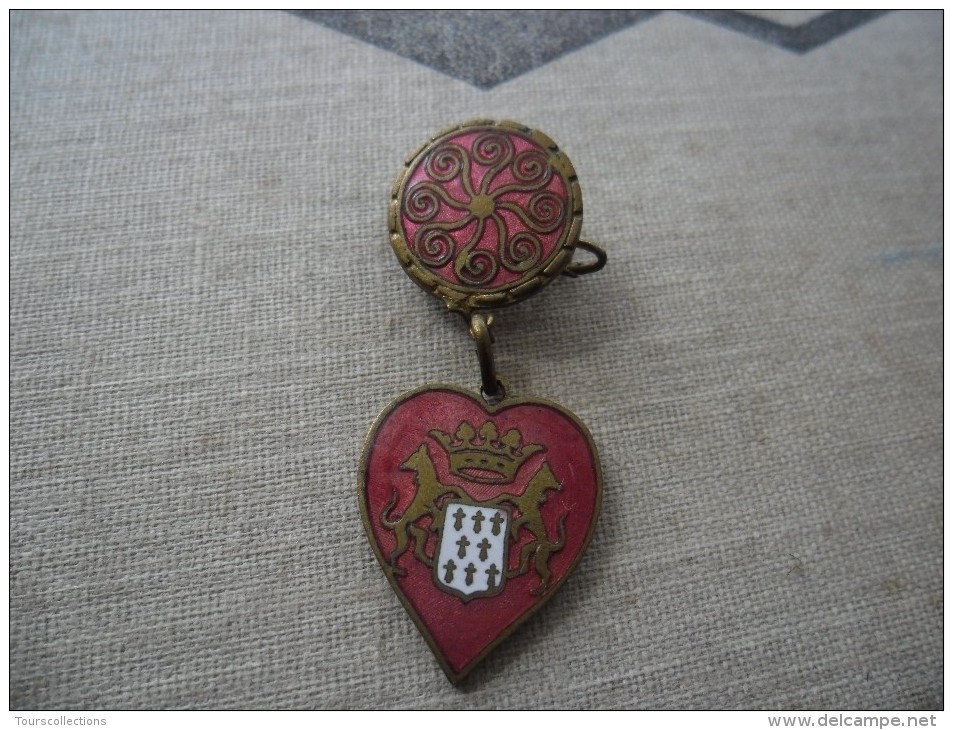 Superbe BROCHE ANCIENNE Triskel Breton émaillé Coeur BRETAGNE HERMINES Héraldique Ecu @  Période 1900 -1930 - Broschen