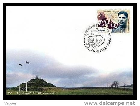 Estonia 2009 Stamp FDC Paju Battle, 90th Anniversary, Julius Kuperjanov Mi 631 - 1. Weltkrieg