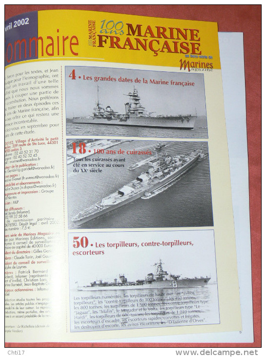 MARINE MAGAZINE N°1 2002  MILITARIA 100 ANS DE CUIRASSES / TORPILLEURS / CONTRE TORPILLEUR / AVISO /  ESCORTEUR - Boten