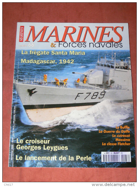 MARINE MAGAZINE N°66 EDIT 2000 MADAGASCAR 1942 L INVASION / CUIRASSE MASSENA / SOUS MARIN  " LA PERLE " 1990 - Barche