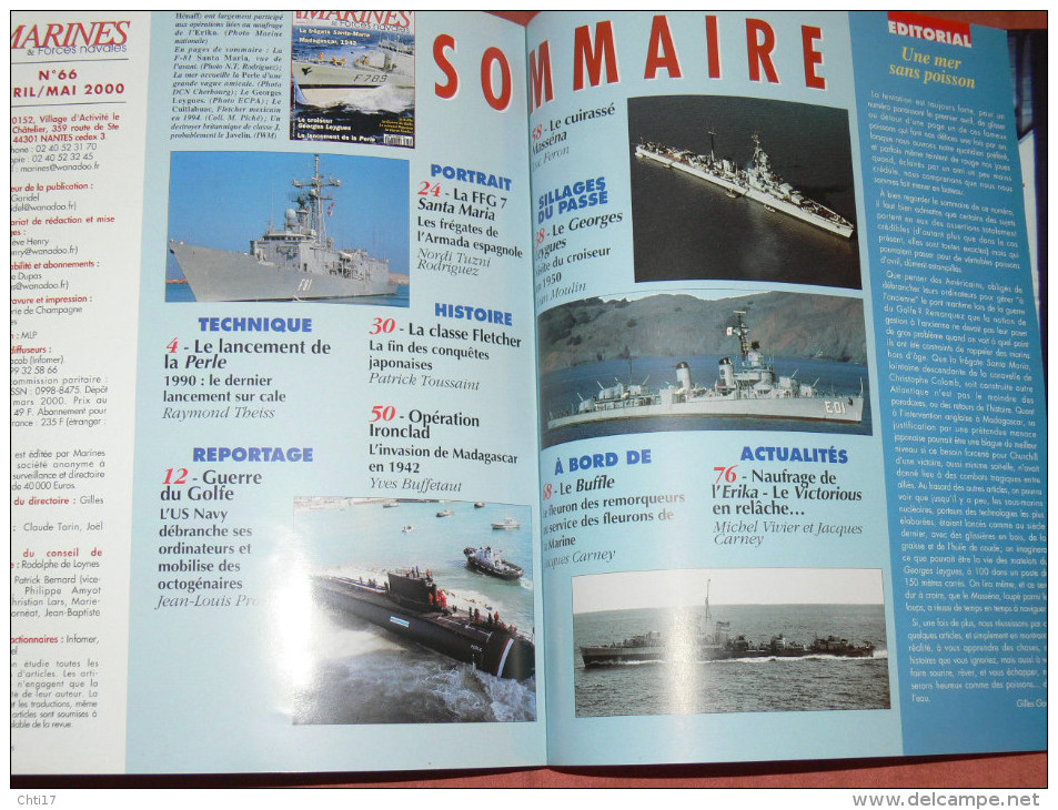MARINE MAGAZINE N°66 EDIT 2000 MADAGASCAR 1942 L INVASION / CUIRASSE MASSENA / SOUS MARIN  " LA PERLE " 1990 - Schiffe