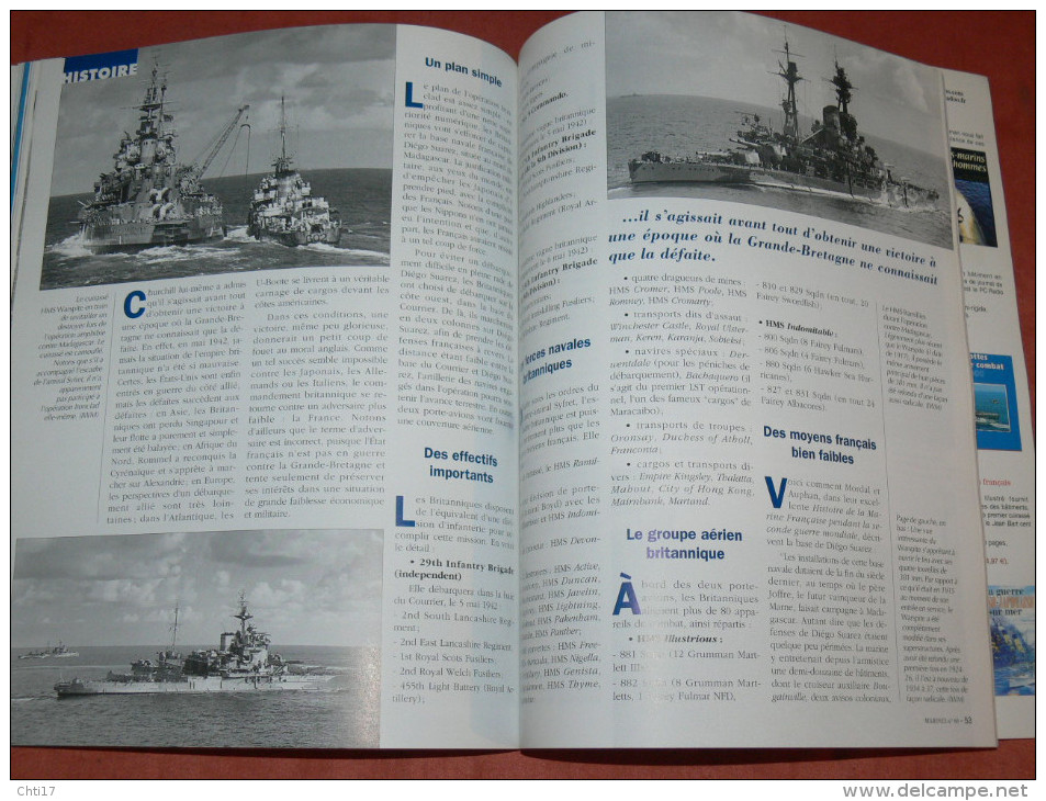 MARINE MAGAZINE N°66 EDIT 2000 MADAGASCAR 1942 L INVASION / CUIRASSE MASSENA / SOUS MARIN  " LA PERLE " 1990