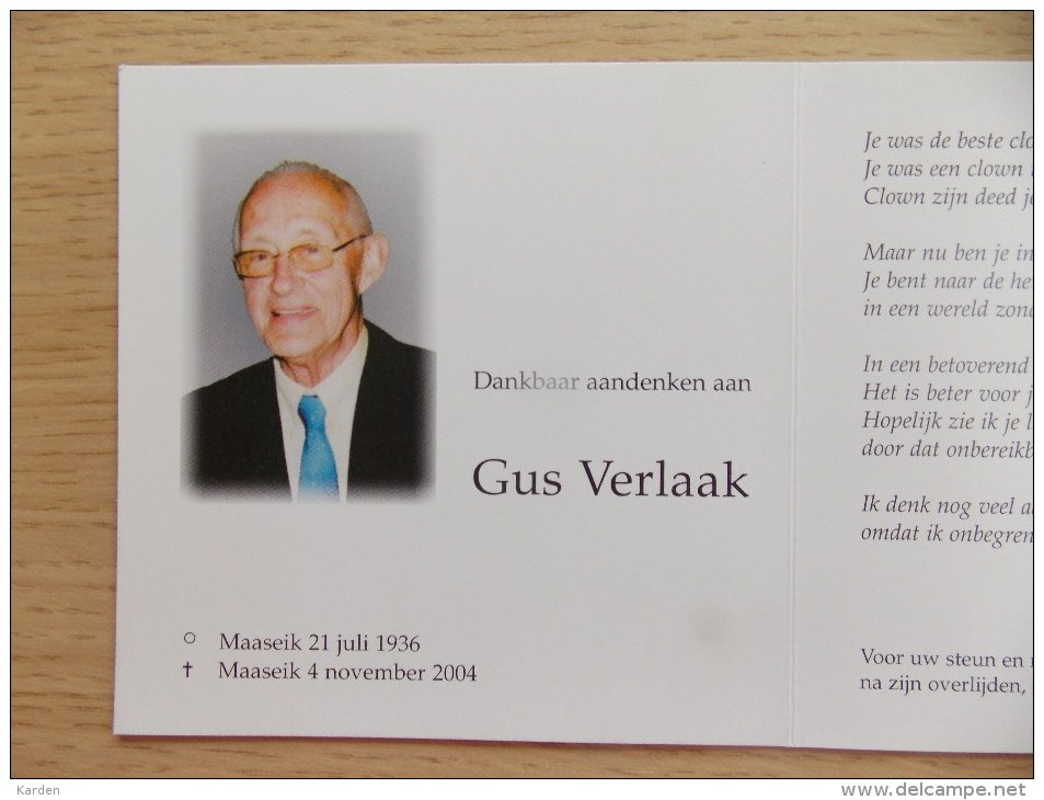 Doodsprentje Gus Verlaak Maaseik 21/7/1936 - 4/11/2004 - Religión & Esoterismo