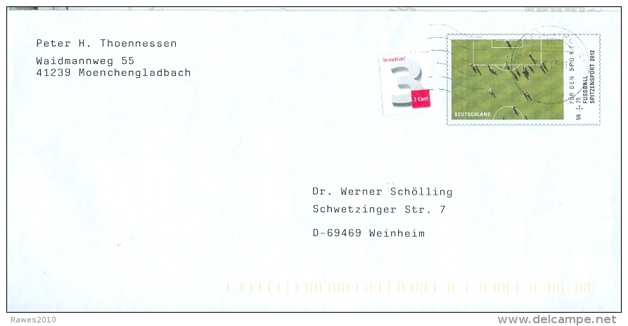 BRD DP Ganzsache Fussball + Mi. 2967 Ergänzungsmarke TGST BZ 41 Mönchengladbach - Covers - Used