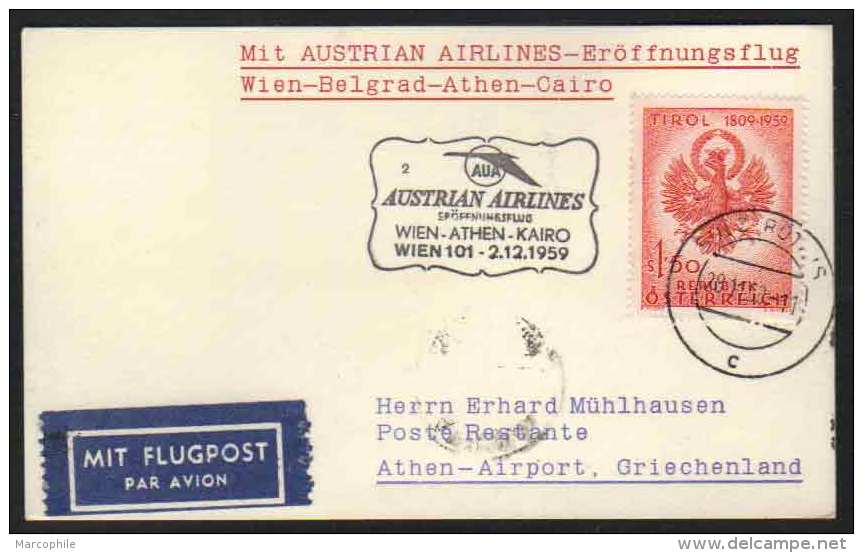 AUTRICHE / 1950-60 4 ENVELOPPES PREMIER VOL - FFC / 5 IMAGES (ref 4887) - Premiers Vols