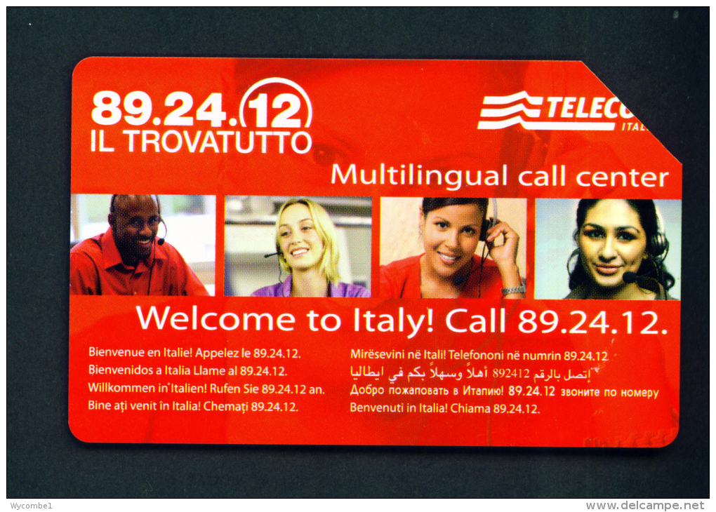 ITALY - Urmet Phonecard  Welcome To Italy  Issue/Tirage 200,000  Used As Scan - Publiques Publicitaires