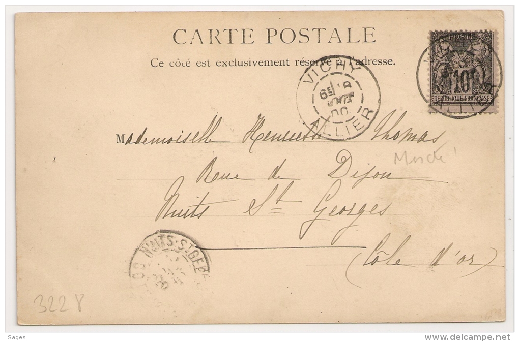 VICHY Allier Bloc Dateur Mixte En 1900 Sur Carte SAGE. - 1877-1920: Période Semi Moderne