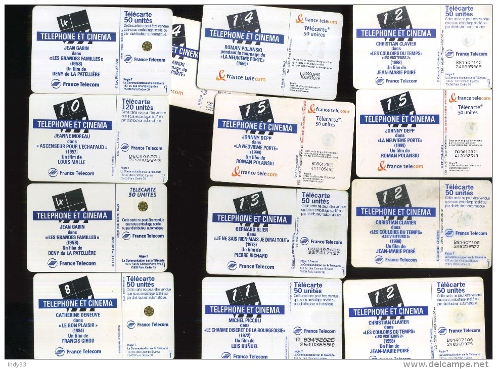 - FRANCE . LOT DE 13 TELECARTES COLLECTION TELEPHONE ET CINEMA  . DOUBLES DE COLLECTION . - Verzamelingen