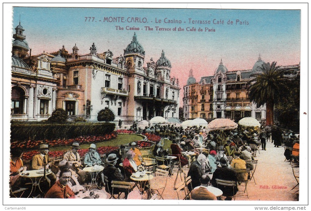 Monte Carlo - Le Casino - Terrasse Café De Paris - Editeur: Gilletta N° 777 - Bars & Restaurants