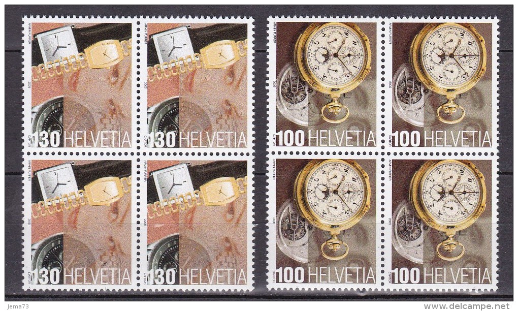 N° 1857 Et 1858 Horlogerie Suisse La Montres: Montres De Collections Du Musée D´Horlogerie: Bloc De 4 Timbres - Unused Stamps