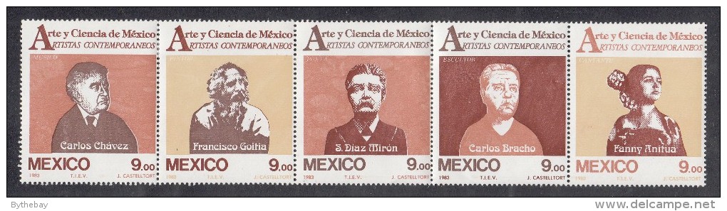 Mexico MH Scott #1335a Strip Of 5 Different Contemporary Artists - Mexique