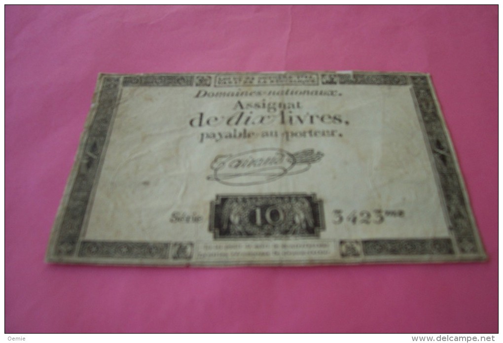 ASSIGNAT  °  DIX LIVRES SERIE 3423 - Assignats