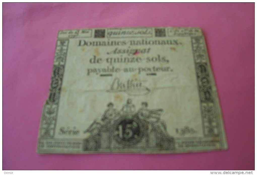 ASSIGNAT  °  QUINZE SOLS   No 1380 - Assignate