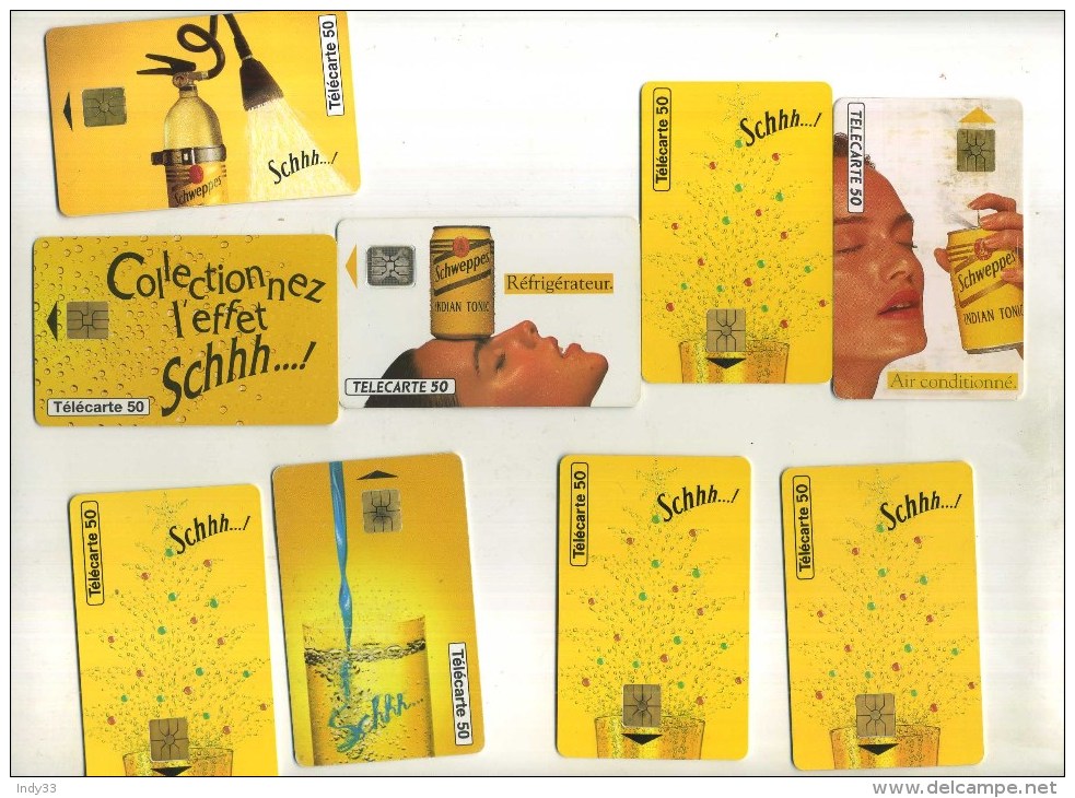 - FRANCE . LOT DE 9 TELECARTES COLLECTION SCHWEPPES . DOUBLES DE COLLECTION . - Colecciones