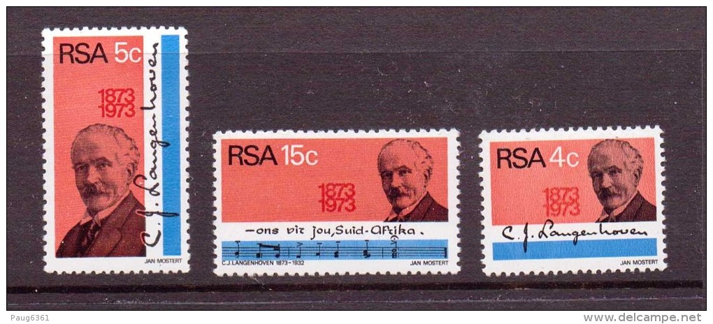 AFRIQUE DU SUD 1973 C.J. Langenhoven  YVERT N°347/49  NEUF MNH** - Neufs