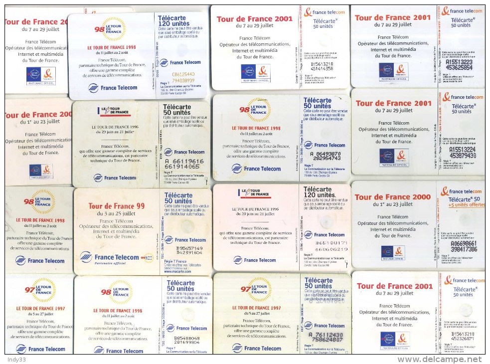 - FRANCE . LOT DE 19 TELECARTES COLLECTION TOUR DE FRANCE . DOUBLES DE COLLECTION . - Collezioni