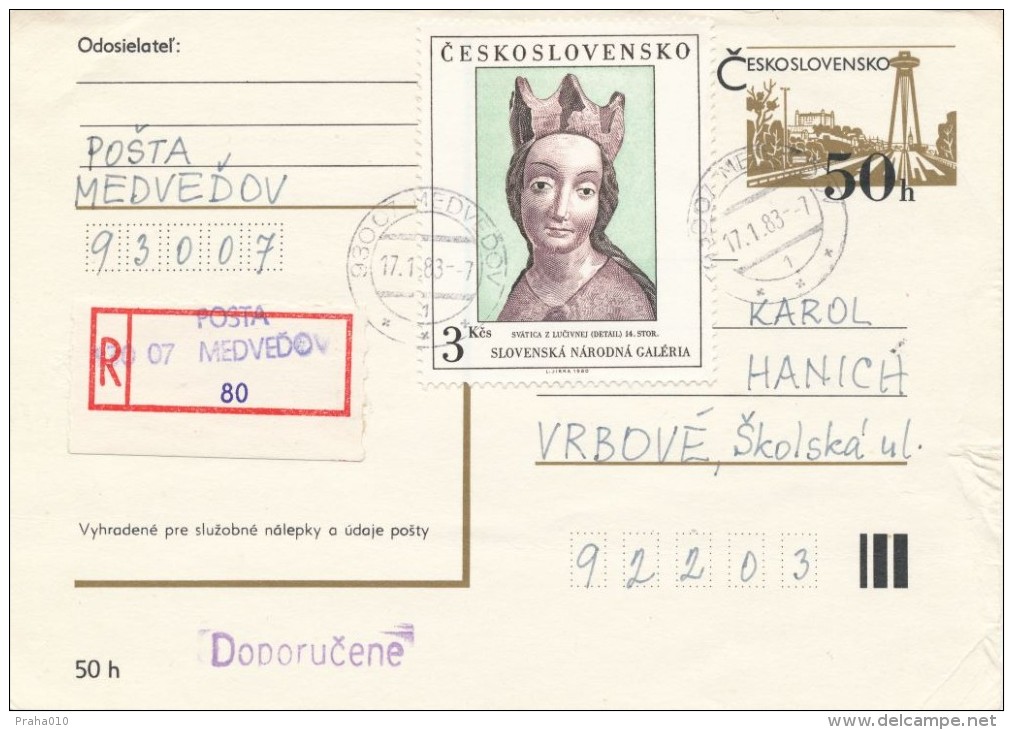 I2853 - Czechoslovakia (1983) 930 07 Medvedov (recommended Makeshift Label) - Lettres & Documents