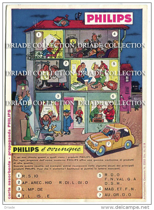 CARTA ASSORBENTE PUBBLICITà PROPAGANDA PHILIPS - Electricity & Gas