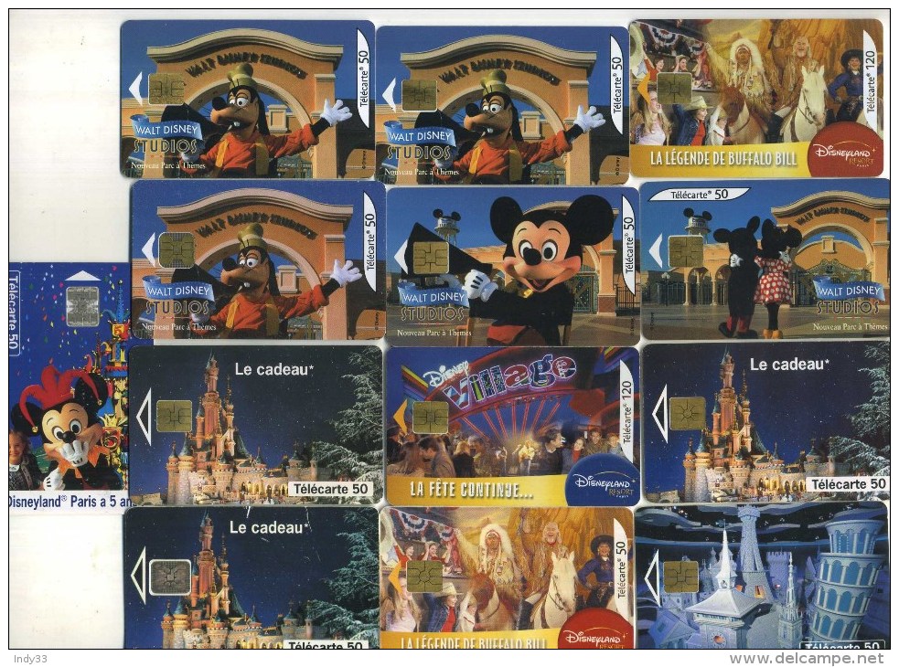 - FRANCE . LOT DE 13 TELECARTES COLLECTION DISNEYLAND . DOUBLES DE COLLECTION . - Collezioni