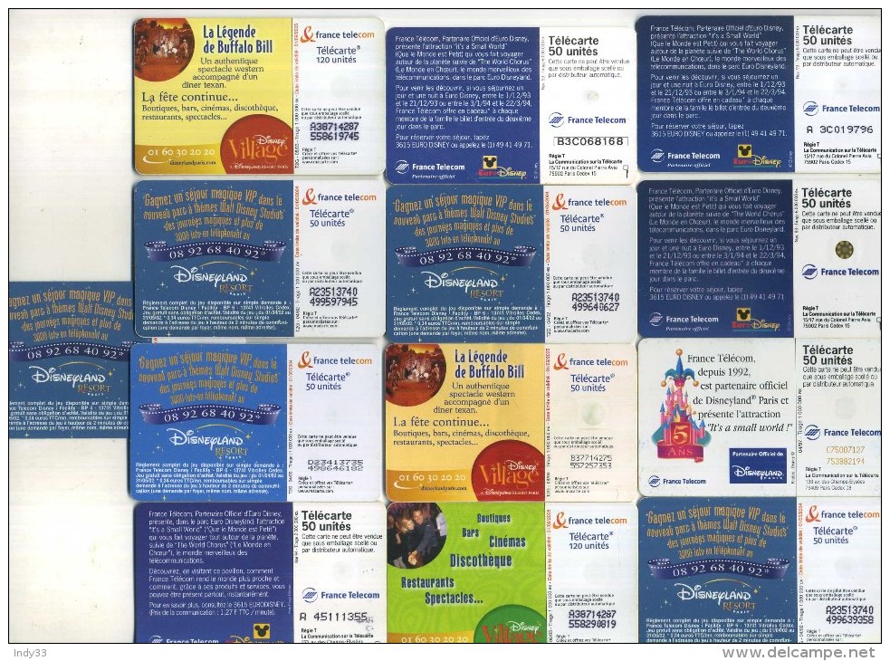 - FRANCE . LOT DE 13 TELECARTES COLLECTION DISNEYLAND . DOUBLES DE COLLECTION . - Collezioni