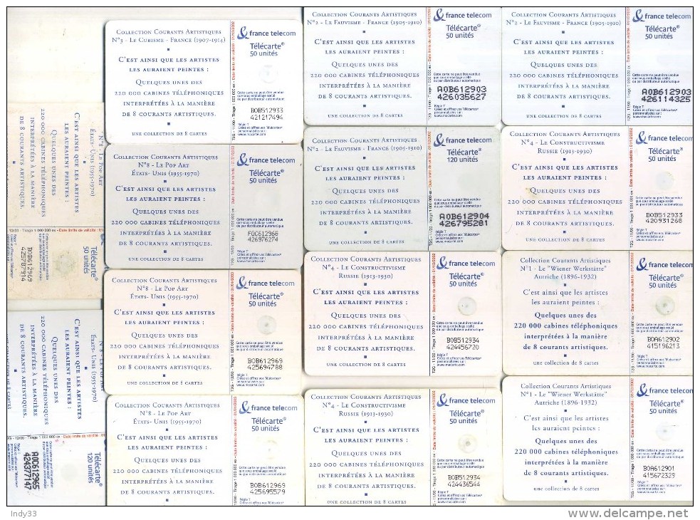 - FRANCE . LOT DE 14 TELECARTES COLLECTION COURANTS ARTISTIQUES . DOUBLES DE COLLECTION . - Collezioni