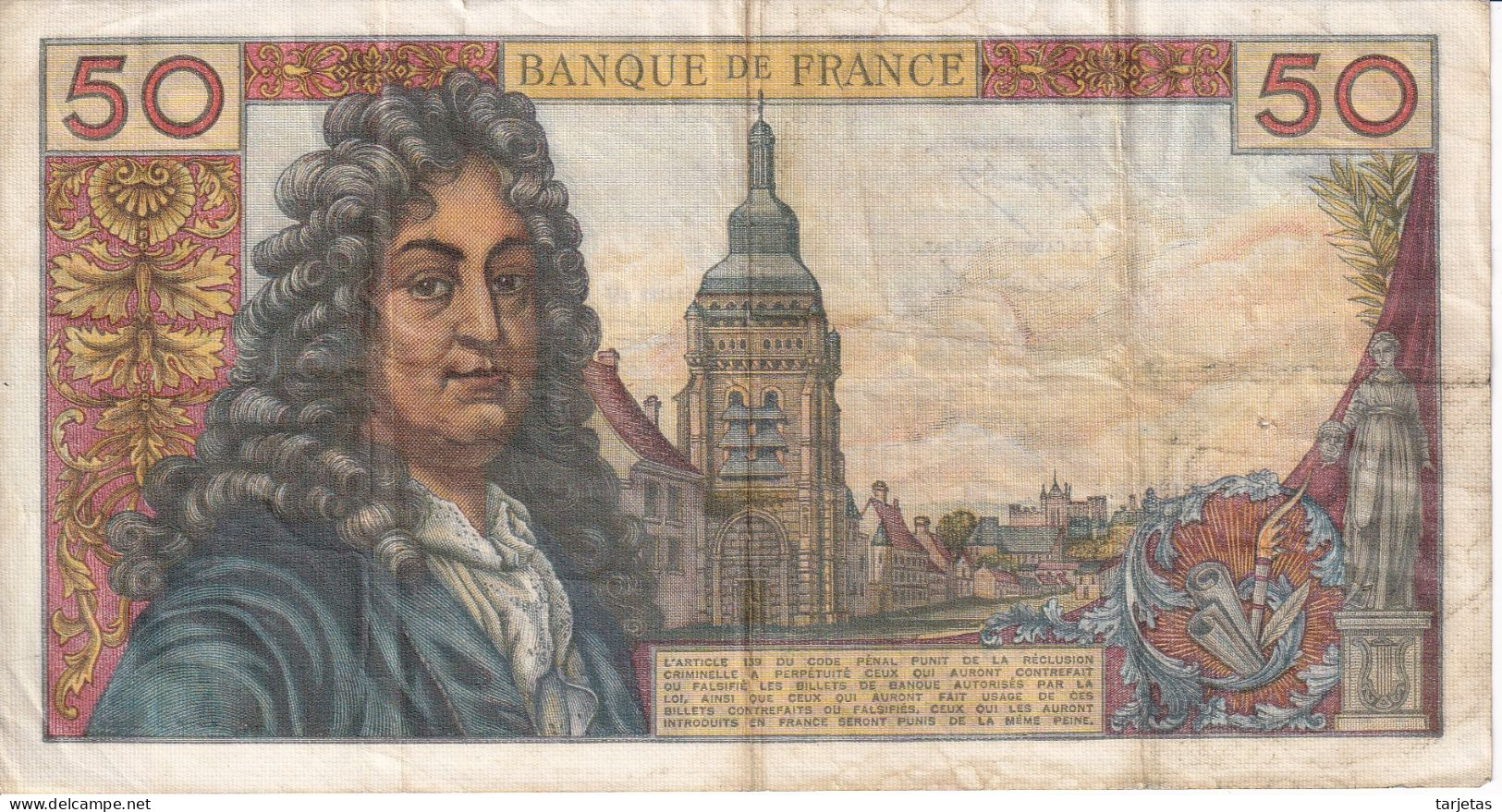 BILLETE DE FRANCIA DE 50 FRANCOS DEL 7-12-1967  (BANKNOTE) RARO - 50 F 1962-1976 ''Racine''