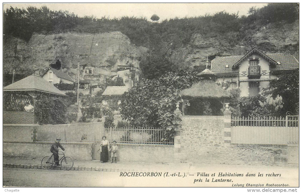 Cpa, Rochecorbon, Villas Et Habitations Dans Les Rochers Pres La Lanterne - Rochecorbon