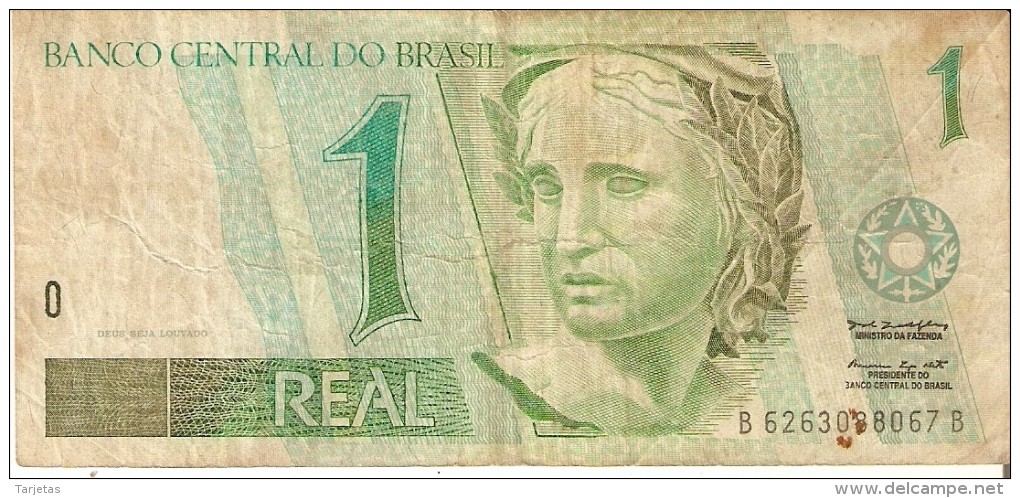 BILLETE DE BRASIL DE 1 REAL  (BANK NOTE) COLIBRI-BIRD-PAJARO - Brasile