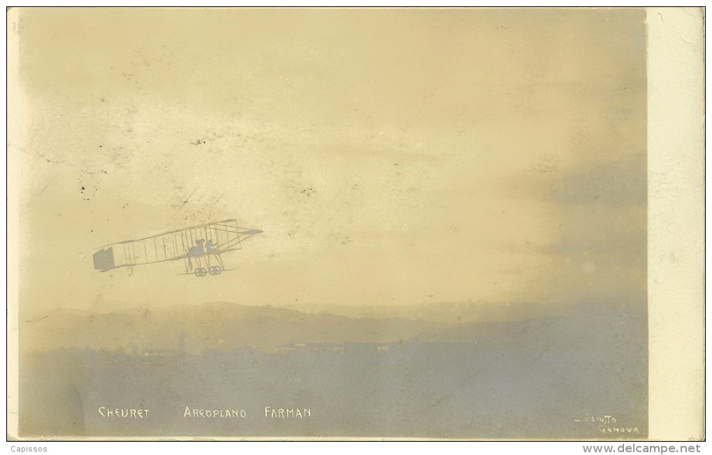 Cheuret Aeroplano Farman Carte Photo - Piloten